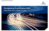 Kongsberg Automotive ASA · – Seat massage program launch for Volvo Cars for their SPA ... Governmental spending in infrastructure ... – Approx. 3% of KA’s sales are represented