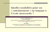 Quelles modalités pour un « entraînement » au langage …ien-montpellier-nord.ac-montpellier.fr/IMG/pdf/Intervention... · Rapports entre langage et pensée ... combinaison des