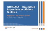 NOPSEMA –Topicbased inspections at offshore facilities · inspections at offshore facilities Chris Bourne –OHS regulatory specialist APPEA HSR Forum –5 August 2013. Topic ...