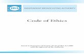 Code of Ethics - IBA · e Independent Broadcasting Authority Level 2, e Celi Court, 6, Sir Celicourt Antelme Street Port Louis Mauritius. Tel: (230) 2133890 Fax: (230) 2133894