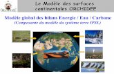 Modèle global des bilans Energie / Eau / Carbone - … · Le Modèle des surfaces continentales ORCHIDEE Modèle global des bilans Energie / Eau / Carbone (Composante du modèle