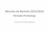 Réunion de Rentrée 2015/2016 Période Printempsdpt-info.u-strasbg.fr/~g.frey/Admin/Reunion_Rentree_2016_Printemps.pdf · • Cours du L3 répétés à chaque période ... , 3ème