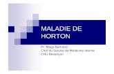 MALADIE DE HORTON - chu-besancon.fr · Trouble du goût et de l’odorat Paralysie faciale Centrale (0.5%) ... BIOLOGIE DE LA MALADIE DE HORTON Syndrome inflammatoire franc : VS>50