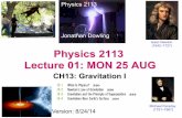 Isaac Newton Physics 2113 Lecture 01: MON 25 AUG …jdowling/PHYS21132/lectures/01MON25AUG14.pdf · Physics 2113 Lecture 01: MON 25 AUG CH13: Gravitation Physics 2113 Jonathan Dowling