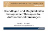 Grundlagen und Möglichkeiten biologischer Therapien …gfid-ev.com/presentation/ARINGER_6IDM_biolTher.pdf · Autoimmunerkrankungen • Entzündung –TNF –IL-1 –IL-6 • Andere