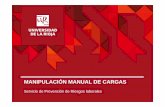 MANIPULACIÓN MANUAL DE CARGAS - unirioja.es · VI Encuesta Nacional de Condiciones de Trabajo (2007) 6 | Universidad de La Rioja | 18/05/2015 ... posturas forzadas de los brazos