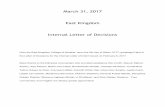 March 31, 2017 East Kingdom Internal Letter of Decisionsbth.eastkingdom.org/ILoIs/2017/March 2017 LoD.pdf · March 31, 2017 East Kingdom Internal Letter of Decisions Unto the East