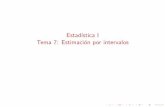 Estadística I Tema 7: Estimación por intervaloshalweb.uc3m.es/esp/Personal/personas/bmbarrag/esp/material/tema7... · Tema 7: Estimaci on por intervalos Ideas a transmitir I De