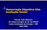 hemorragia digestiva inicial - CBCSP · Hemorragia Digestiva Alta Avalia ção Inicial Marcos Tulio Meniconi III Clínica Cirúrgica do HC da FMUSP Curso Continuado de Cirurgia –CBC