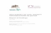2013 SURVEY OF CIVIL SOCIETY ORGANIZATIONS IN QATAR …€¦ · i Survey of Civil Society Organizations In Qatar IN THE NAME OF ALLAH THE MERCIFUL, THE ...