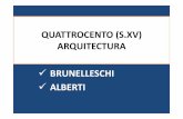 QUATTROCENTO (S.XV) ARQUITECTURA … · capitel, a modo de cimacio. Características de la obra de Brunelleschi. Utilización, ...