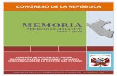 MEMORIA PERIODO LEGISLATIVO 2009-2010 · canteras del ámbito territorial de las municipalidades. La Comisión tienes 32 dictámenes en el Pleno, de los cuales 23 dictámenes ...