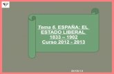 Tema 6. ESPAÑA: EL ESTADO LIBERAL 1833 – 1902 · 25/02/13 2.- la construcciÓn del estado liberal. reinado de isabel ii. 1833 - 1868 1.-el periodo de las regencias.1833 – 1843