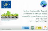 Surface Treatment for Asphalt pavements to ... - PT Carretera · Tratamiento superficial para pavimentos asfálticos para eliminar óxidos de nitrógeno en ambientes urbanos. Madrid,