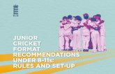 JUNIOR CRICKET FORMAT RECOMMENDATIONS UNDER 8-11s… · UNDER 10s AND UNDER 11s • All batters retire at 25 runs. The last scoring shot counts •appropriately to ensure all children