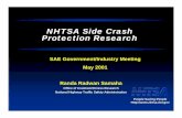 NHTSA Side Crash Protection Research · n Current NHTSA side crash protection research. SAE Gov/Industry Meeting, May 2001 NHTSA Side Impact Research Where Are We Heading? n Research