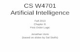 CS W4701 Artificial Intelligence - Columbia Universityjvoris/AI/notes/m8-fol.pdf · CS W4701 Artificial Intelligence Fall 2013 Chapter 8: First Order Logic Jonathan Voris (based on