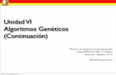 Unidad VI Algoritmos Genéticos (Continuación) - …rvazquez.org/Misitio/IntroduccionIA_files/Presentacion-10-2014.pdf · 6.4 El Algoritmo Genético y los operadores genéticos.