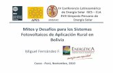 mitos y desafios bolivia - ENERGETICA - Energia para … · PUNATA VILLA RIVERO SAN BENITO SACABAMBA TOLATA CLIZA TOKO ... Desarrollo de modelos de negocios, y ... Plan de ...
