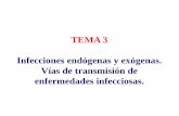 TEMA 3 Infecciones endógenas y exógenas. Vías de ...asignatura.us.es/mbclinica/docs/recursos/12/tema-03.pdf · Tema 3: Infecciones endógenas y exógenas. Vías de transmisión