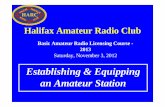Halifax Amateur Radio Club - AVARCavarc.ca/download/education/basic-course/AVARC-Ch-11-HAM...Halifax Amateur Radio Club Establishing & Equipping an Amateur Station Basic Amateur Radio