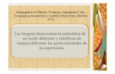Las lenguas diseccionan la naturaleza de un modo diferente ... · BenjaminLee Whorf, “Ciencia y lingüística” En: Lenguaje, pensamiento y realidad. Barcelona, Barral. 1971. Las
