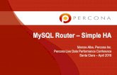 MySQL Router â€“ Simple HA - Percona .MySQL Router â€“ Simple HA Marcos Albe, Percona Inc. Percona