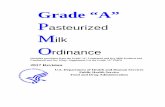 2017 Pasteurized Milk Ordinance (PMO) - fda.gov · Grade “A” P asteurized . M ilk . O. rdinance (Includes provisions from the Grade “A” Condensed and Dry Milk Products and