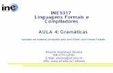 INE5317 Linguagens Formais e Compiladores AULA 4: Gramáticasricardo.silveira/INE5317/Laminas/INE5317Aula4.pdf · 06/09/06 Ricardo Silveira 10 Linguagens e suas representações Reconhecedores