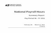 National Payroll Hours - Postal Regulatory Commission Hours PP06.pdf · Finance National Payroll Hours Pay Period 06 - FY 2011 Summary Report February 26 - March 11, 2011