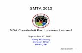 MDA Counterfeit Part Lessons Learned - .1 Approved for Public Release 13-MDA-7351 (18 June 13) MDA