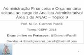 Administração Financeira e Orçamentária - igepp.com.br · Itens do Edital Cobertos Prof. M. Sc. Giovanni Pacelli 3 Itens do programa de Administração Financeira e Orçamentária