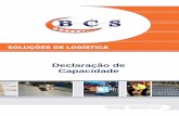 Declaração de Capacidade - bcsgroup.biz ls... · integração de sistemas de verificação de pesagem e dimensionamento, transportadores telescópicos e equipamentos de triagem