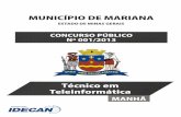 TÉCNICO EM TELEINFORMÁTICA - idecan.org.br‰CNICO EM TELEINFORMÁTICA... · CONCURSO PÚBLICO – MUNICÍPIO DE MARIANA/MG Cargo: Técnico em Teleinformática (30-M) Prova aplicada