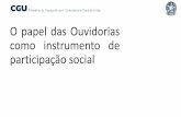 O papel das Ouvidorias como instrumento de participação socialredd.mma.gov.br/images/salvaguardas/Apresentao-Rede-de-Ouvidorias.pdf · Poder Executivo, Judiciário e Legislativo