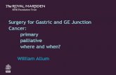 Surgery for gastric and GE junction cancer, primary ... · Cancer: primary palliative where and when? William Allum. EMR D2 GASTRECTOMY SN. WEDGE N H P Any surgeon can cure No surgeon