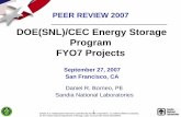 DOE(SNL)/CEC Energy Storage Program FYO7 Projects 2007 Peer Review - DOE-CEC... · DOE(SNL)/CEC Energy Storage Program FYO7 Projects Sandia is a multiprogram laboratory operated by