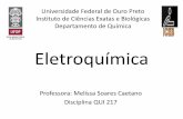 Universidade Federal de Ouro Preto Instituto de Ciências ...professor.ufop.br/sites/default/files/melissadequi/files/... · Exemplo: 1) O 2potencial padrão do eletrodo Fe +/Fe é