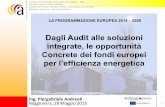 LA PROGRAMMAZIONE EUROPEA 2014 – 2020 · 1 ing.%Piergabriele%Andreoli% Baggiovara,"28"Maggio"2015" Dagli Audit alle soluzioni integrate, le opportunità Concrete dei fondi europei