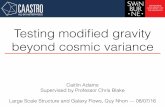 Testing modiﬁed gravity beyond cosmic variancecosmo/CosFlo16/DOCUMENTS/SLIDES/ADAMS_Caitlin.pdf · Testing modiﬁed gravity beyond cosmic variance Caitlin Adams Supervised by Professor