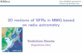 3D motions of SFRs in MWG based on radio astrometry · 3D motions of SFRs in MWG based on radio astrometry Toshihiro Handa Kagoshima Univ. Gaia-JASMINE symposium 2016/12/8 @ NAOJ