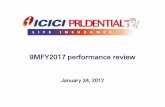 9MFY2017 performance review - ICICI Bank · Savings APE 46.68 50.31 7.8% 34.16 42.84 25.4% Protection APE 0.76 1.39 83.6% 0.78 1.74 122.1% 1. Retail weighted received premium 2. Annualized