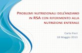 PROBLEMI NUTRIZIONALI DELLANZIANO IN RSA CON … · nutrizione enterale tratto gastroenterico integro, funzionante, accessibile < 30 giorni sonda naso gastrica o nasodigiunale