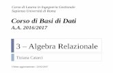 Corso di Basi di Dati - diag.uniroma1.itcatarci/slides/BD/3-Algebra_Relazionale.pdf · basi di dati vengono utilizzate per rappresentare le informazioni di interesse per applicazioni