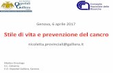 Genova, 6 aprile 2017 - Invecchiamento · Alimentazione e cancro European Prospective Investigation into Cancer and Nutrition (EPIC) Correlazione tra dieta, stato nutrizionale, stile
