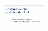 Comunicazione codifica dei dati - Prof. Comunicazione codifica dei dati Prof. Francesco Accarino