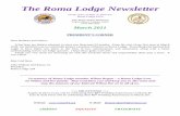 The Roma Lodge Newsletter · The Roma Lodge Newsletter ... Mario Quaglietta Maria Roby ... Angelo & Dirce Costa (65th) Marvin & Anna Mullins (49th) Juan & Aida Perez ...