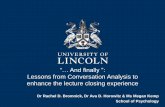 Lessons from Conversation Analysis to enhance the lecture ... · Lessons from Conversation Analysis to enhance the lecture closing experience ... Semiotica, 8, 289–327. DOI: ...