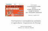 Formazione e sorveglianza sanitaria in agricoltura: l ... · in agricoltura: l’esperienza di Rovigo Dott.ssa Valeria Martin SPISAL- Az. ULSS 18 - ROVIGO. ... 2010 e 2011, in conformità