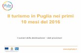 Il turismo in Puglia nei primi 10 mesi del 2016 · Il turismo in Puglia nei primi 10 mesi del 2016 . OVERVIEW PUGLIA 2016 Variazioni domanda e offerta 2015/16 (gennaio-ottobre) ...